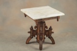 Unique small Victorian Table, circa 1890s, with revolving marble top, measures 19
