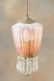 Unique vintage Hallway Hanging Fixture with pink to clear 7