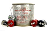 (5) Vintage Reels & Minnow Bucket