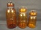 LOT (3) Amber Globe Fruit Jars