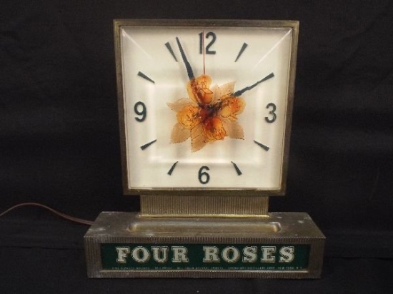 4 Roses Whiskey Lighted Clock