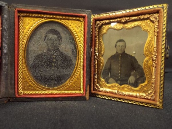 LOT (2) Civil War Soldier Tin Type Photos