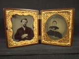Post Mortem Baby w/ Father Tin Type Photo in Union Case