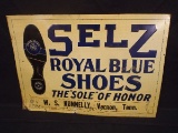 Selz Royal Blue Shoes Tin Tacker Sign