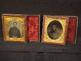 LOT (2) Civil War Soldier Tin Type Photos