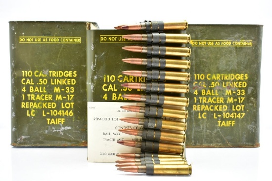 330 Rounds Of New (Old Stock) 50 cal., Linked Ammo