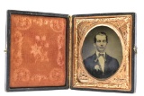 Civil War Hand-Tinted Tintype In Case