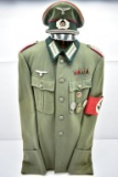 WWII German Officer Uniform, With Hat, Tunic And Trousers