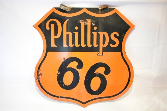 1955- 1957 Phillips 66 Gasoline "Flat Top" Porcelain Sign