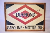 1930s Diamond Gasoline - Motor Oil Porcelain Sign