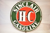 1940s Sinclair HC Gasoline Porcelain Sign w/ Frame