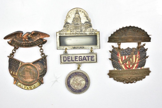 (3) Early U.S. Badges/ Pins