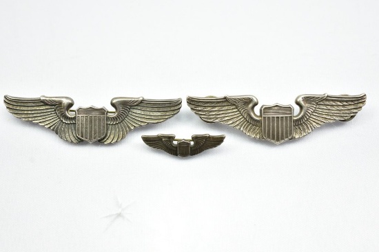 (3) Sterling - Circa WWII Air Force Wing Badges