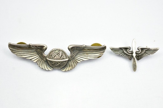 (2) Sterling - Circa WWII Army Wing Badges