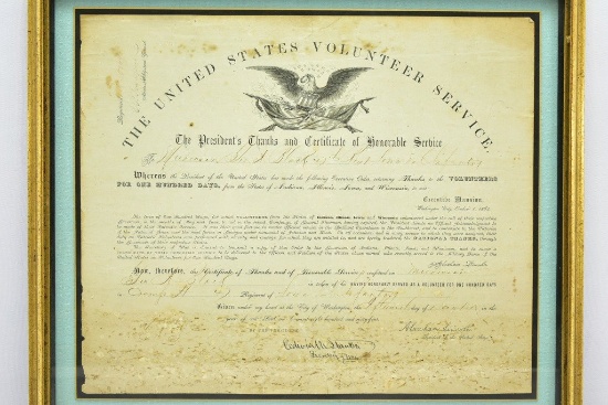 1864 Civil War Certificate Of Honorable Service, Iowa 47th Vol. Infantry