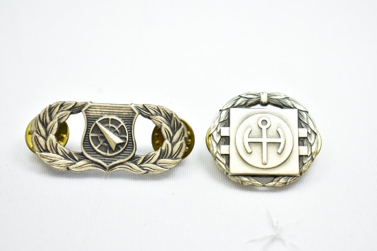 (2) Sterling - Special Military Program Badges