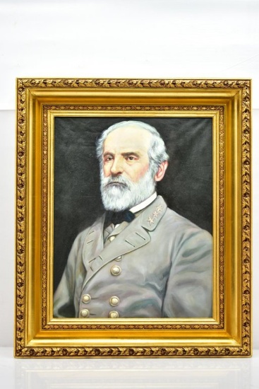 Framed Gen. Robert E. Lee Oil On Canvas