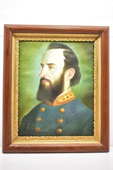 Framed Gen. Thomas "Stonewall" Jackson Oil On Canvas