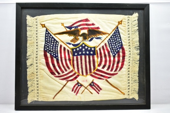 1918 Hand Decorated Patriotic Pillow Sham