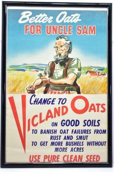 WWII Uncle Sam Vicland Oats Litho Poster