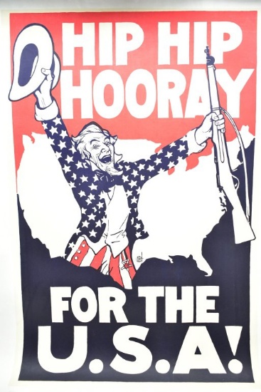 WWII "Hip Hip Hooray For The U.S.A. Poster"
