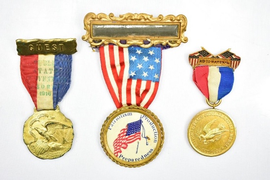 (3) Early U.S. Ribbons/ Pins