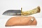 Custom Stag handle Damascus Knife W/ Sheath