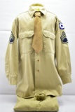WWII, US 7th US Army Service Command, Staff Sergeant Uniform (Includes Shirt, Trousers, Tie & Belt)