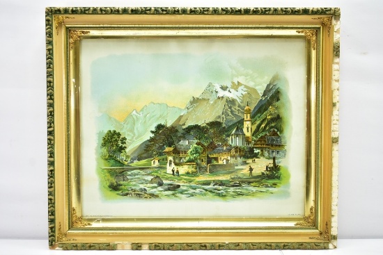 Early Litho Print, "In The Alps"