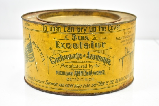 Circa 1900's Excelsior Carbonate Of Ammonia Tin