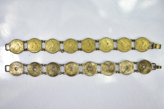 (2) European Coin Bracelets (Sells Together)