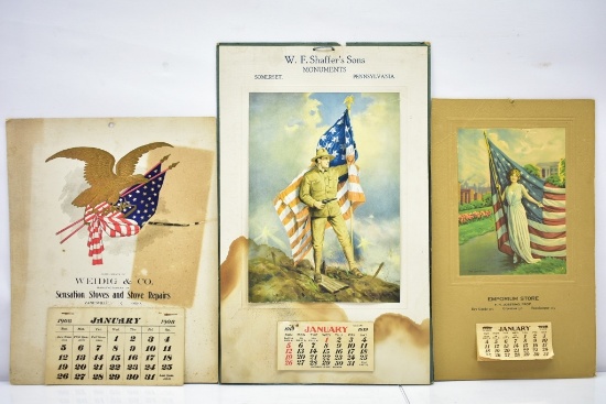 (3) Early Advertising Calendars - 1908, 1919 & 1925 (Sells Together)