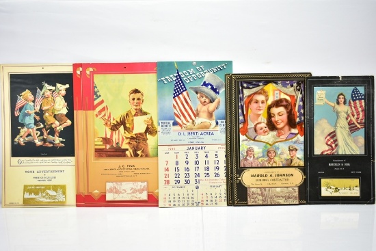 (5) 1940's Advertising Calendars - 1941, 1943, 1945 & 1946 (Sells Together)