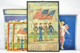 (6) 1940's Patriotic Calendar & Calendar Tops (Sells Together)