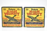 (2 Full) Vintage Boxes Of Peters High Velocity 12 Ga. Shells (Sells Together)