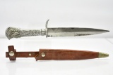 Early German Solingen Hunting Knife With Leather Sheath