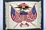 WWI 1918 Hand Decorated Patriotic Pillow Case