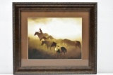 Framed Photo Of Cowboy Herding Mustangs