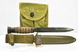 WWII U.S. M8 Fighting Knife/ Bayonet In Scabbard & Magazine Pouch