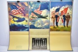 (3) Large 1940's U.S. Patriotic Calendar Tops
