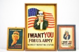 (3) Wooden Uncle Sam Signs