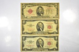 (3) Five Dollar & Two Dollar Red Seal Notes