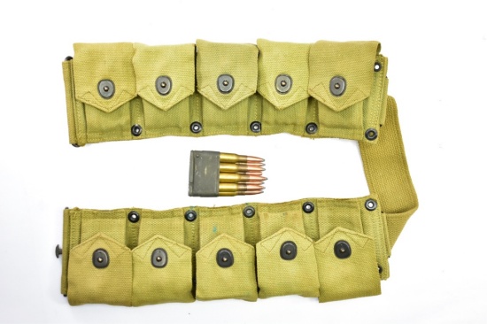 WWII USMC M1 Garand Ammo Belt With Original Ammo