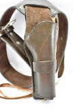 Brown Leather Cowboy Revolver Holster With Belt