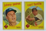 (2) 1959 Carl Furillo & Johnny Podres - Los Angles Dodgers - Topps #206/ #495