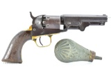 1862 Colt, Model 1849 Pocket, 31 Cal., Revolver, SN - 222015 (Numbers Matching) W/ Powder Flask