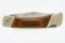 Vintage Sword Brand Folding Knife - Single Blade - W/ Leather Belt Sheath