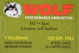 320 Rounds - Wolf 7.62x39mm Ammunition - Mil-Spec - Full Metal Jacket - 123 Grain