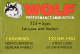 320 Rounds - Wolf 7.62x39mm Ammunition - Mil-Spec - Full Metal Jacket - 123 Grain