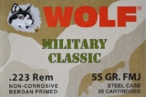 240 Rounds - Wolf Military Classic 223 Rem. Ammunition - Full Metal Jacket - 55 Grain